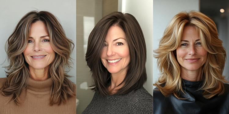 18 wunderschöne mittlere Frisuren mit Schichten für Frauen über 50