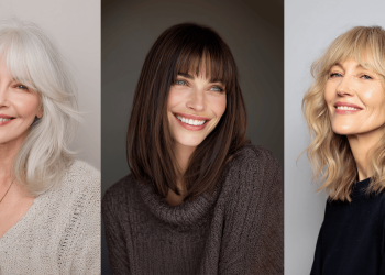 25+ atemberaubende mittlere Haarschnitte mit Pony für Frauen über 50 2025