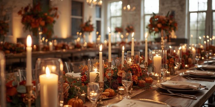Romantische Herbst -Hochzeitsdekor mit Kerzen für jeden Stil