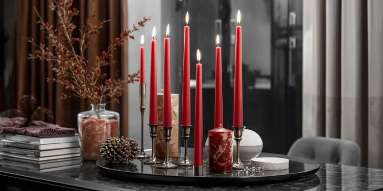 Rote Spitzkerzen für eine moderne und gemütliche Inneneinrichtung