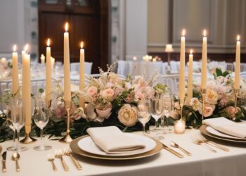 Hochzeitstischdekor mit Kerzen