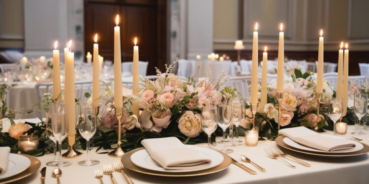 Hochzeitstischdekor mit Kerzen