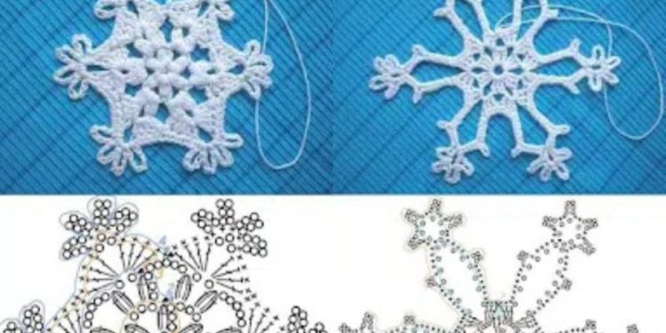 Gehäkelte Schneeflocken (Diagramm): Elegante handgemachte Winterkunst
